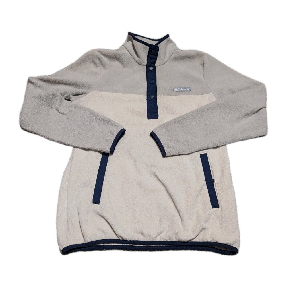 Columbia  Half Snap Pullover Fleece Gray Off White Size Small